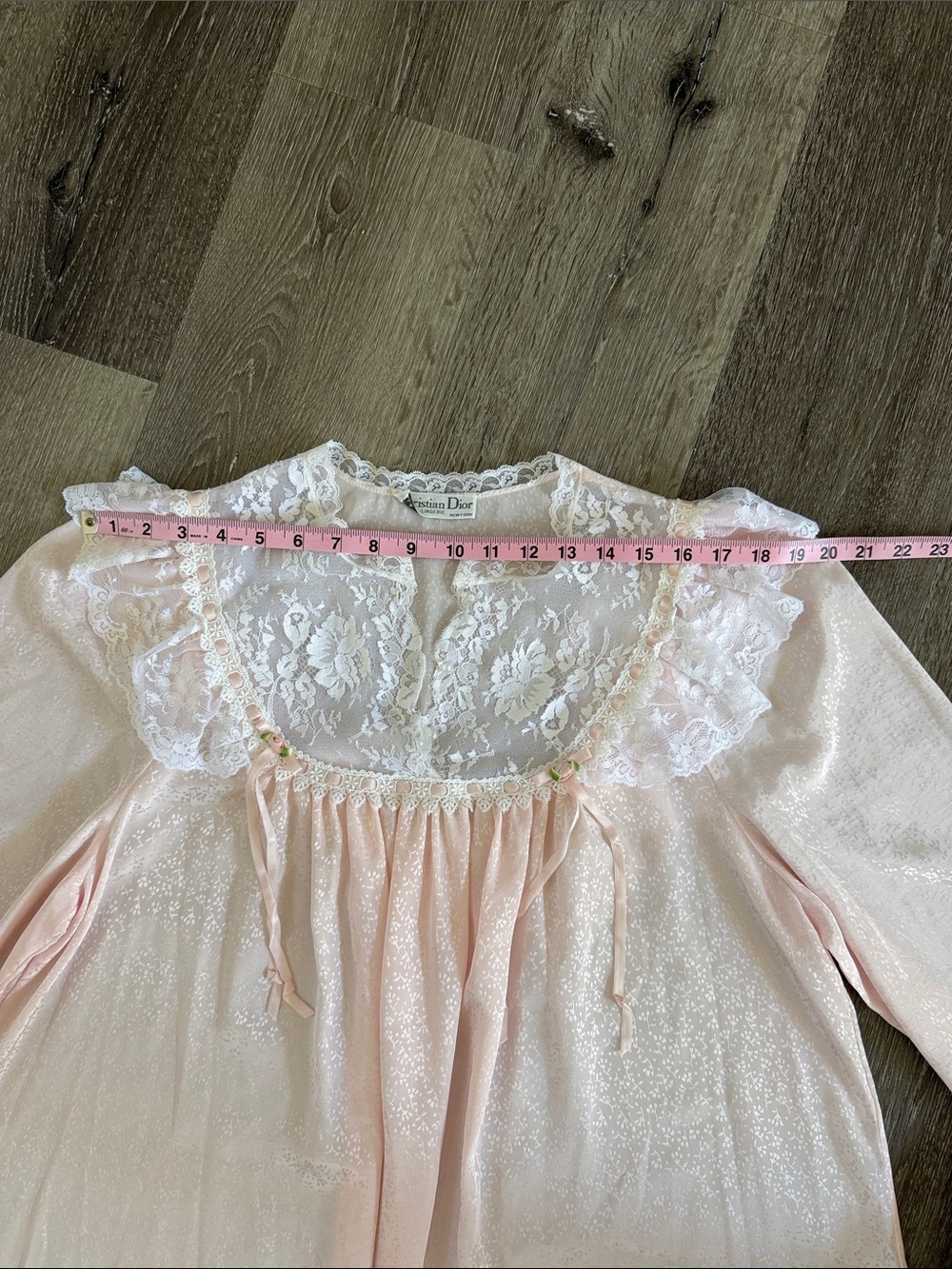 Dior Pink Lace-Trim Lingerie Long Nightgown - Picture 7 of 12